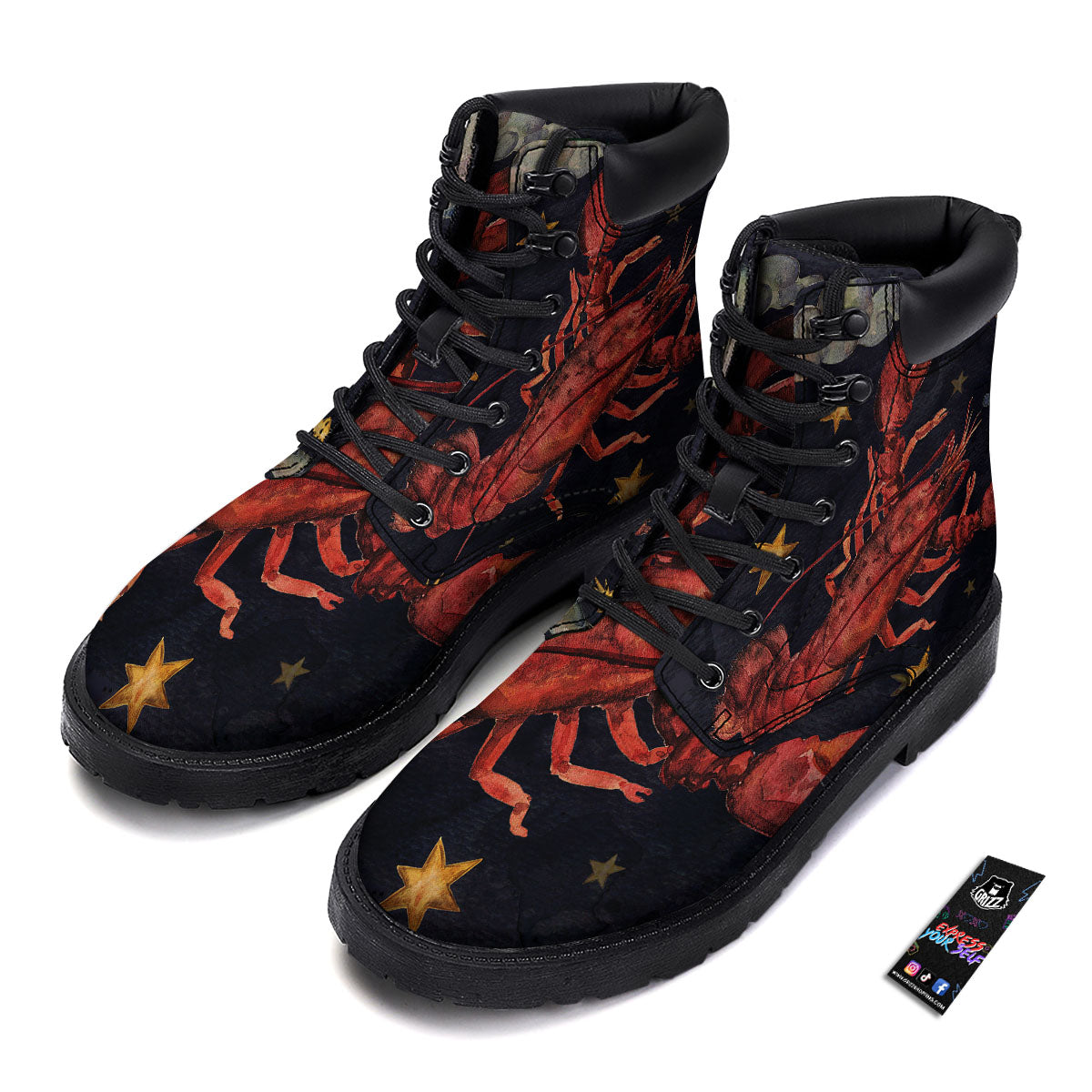 Zodiac Sign Watercolor Cancer Print Boots-grizzshop