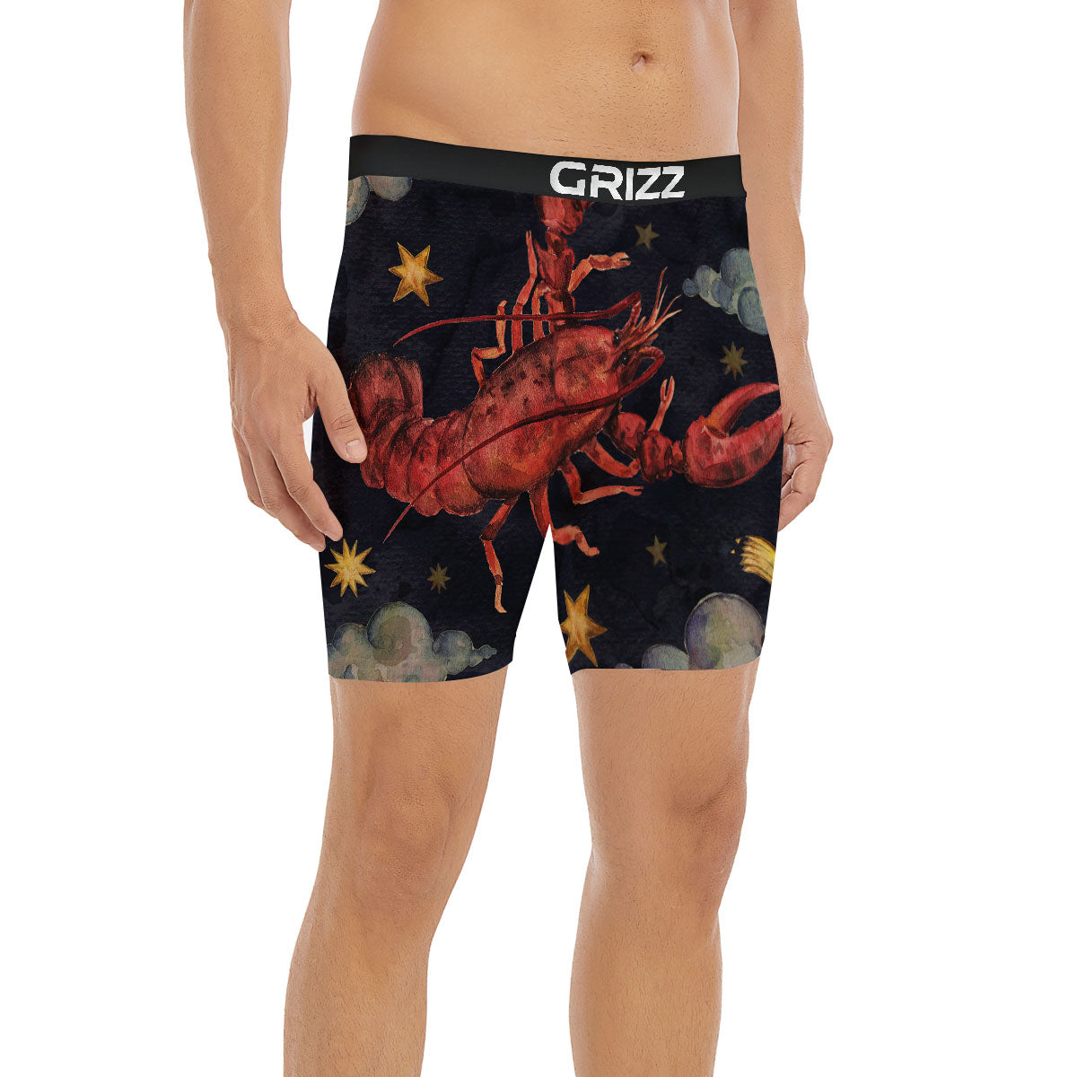 Zodiac Sign Watercolor Cancer Print Boxer Briefs-grizzshop