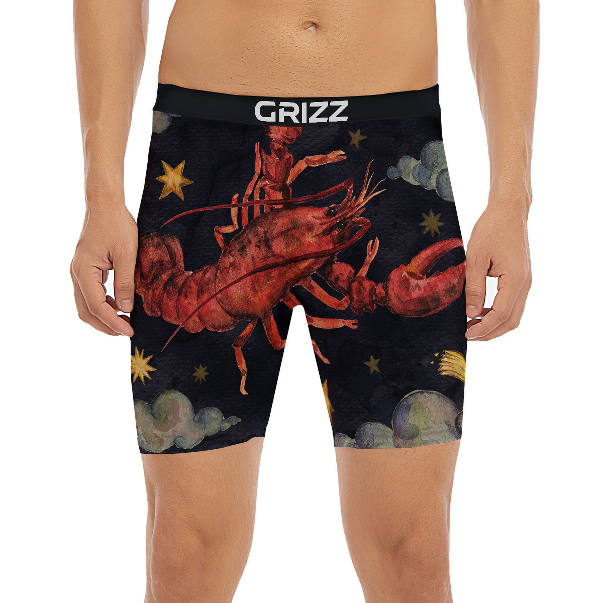 Zodiac Sign Watercolor Cancer Print Boxer Briefs-grizzshop