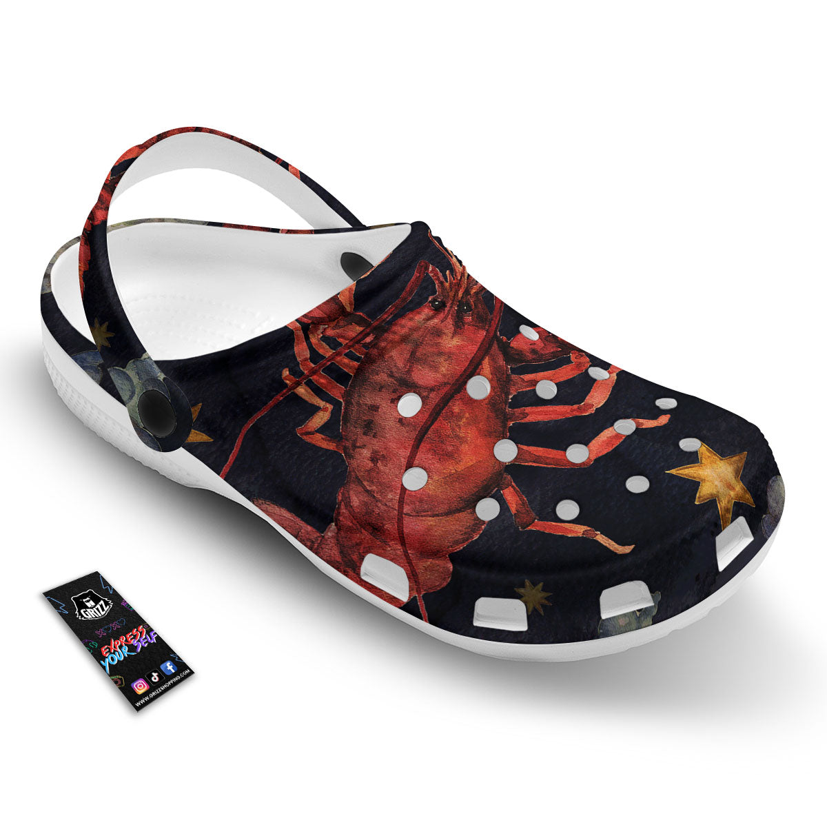Zodiac Sign Watercolor Cancer Print Clog-grizzshop