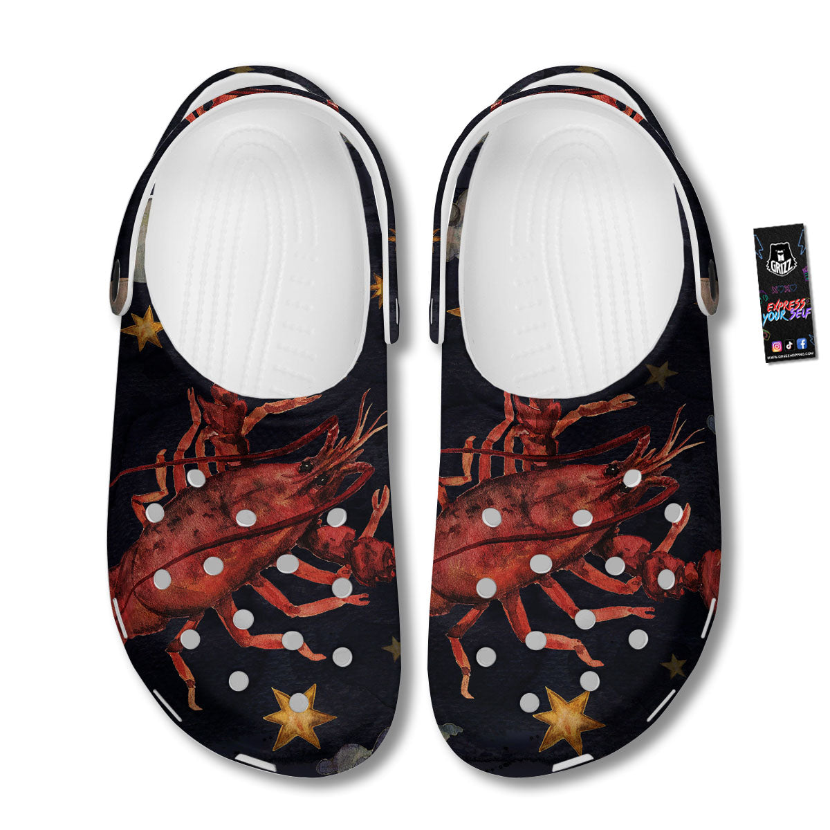 Zodiac Sign Watercolor Cancer Print Clog-grizzshop