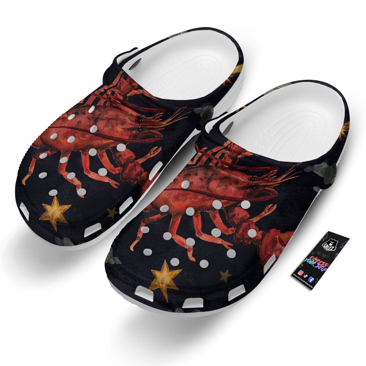 Zodiac Sign Watercolor Cancer Print Clog-grizzshop