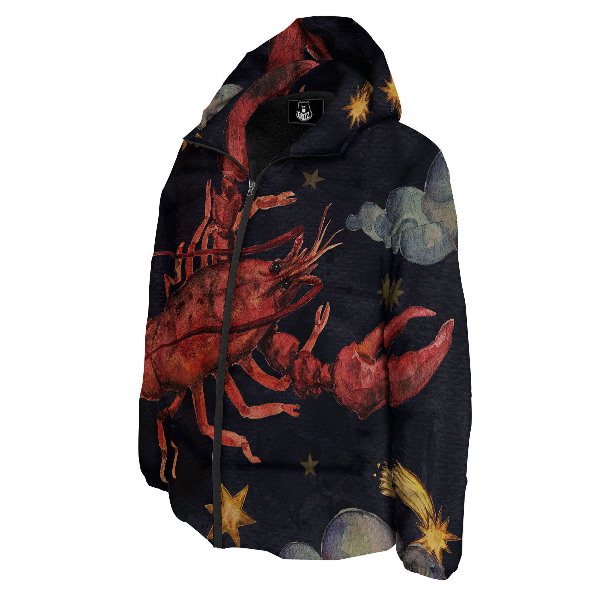 Zodiac Sign Watercolor Cancer Print Down Jacket-grizzshop
