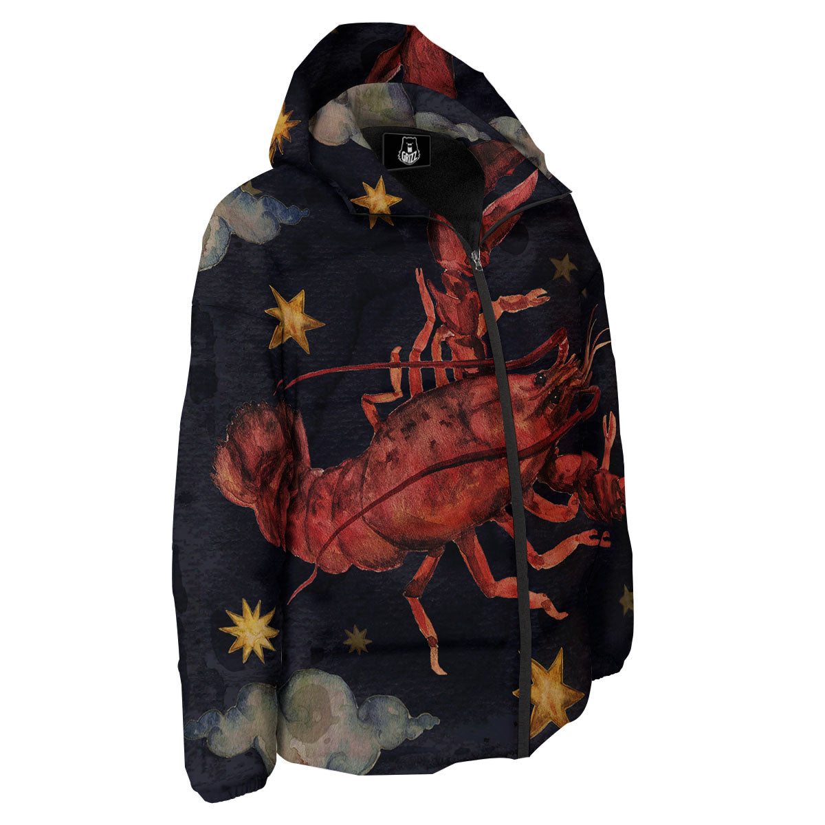 Zodiac Sign Watercolor Cancer Print Down Jacket-grizzshop