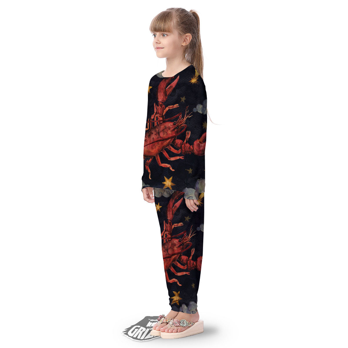 Zodiac Sign Watercolor Cancer Print Kid's Pajamas-grizzshop