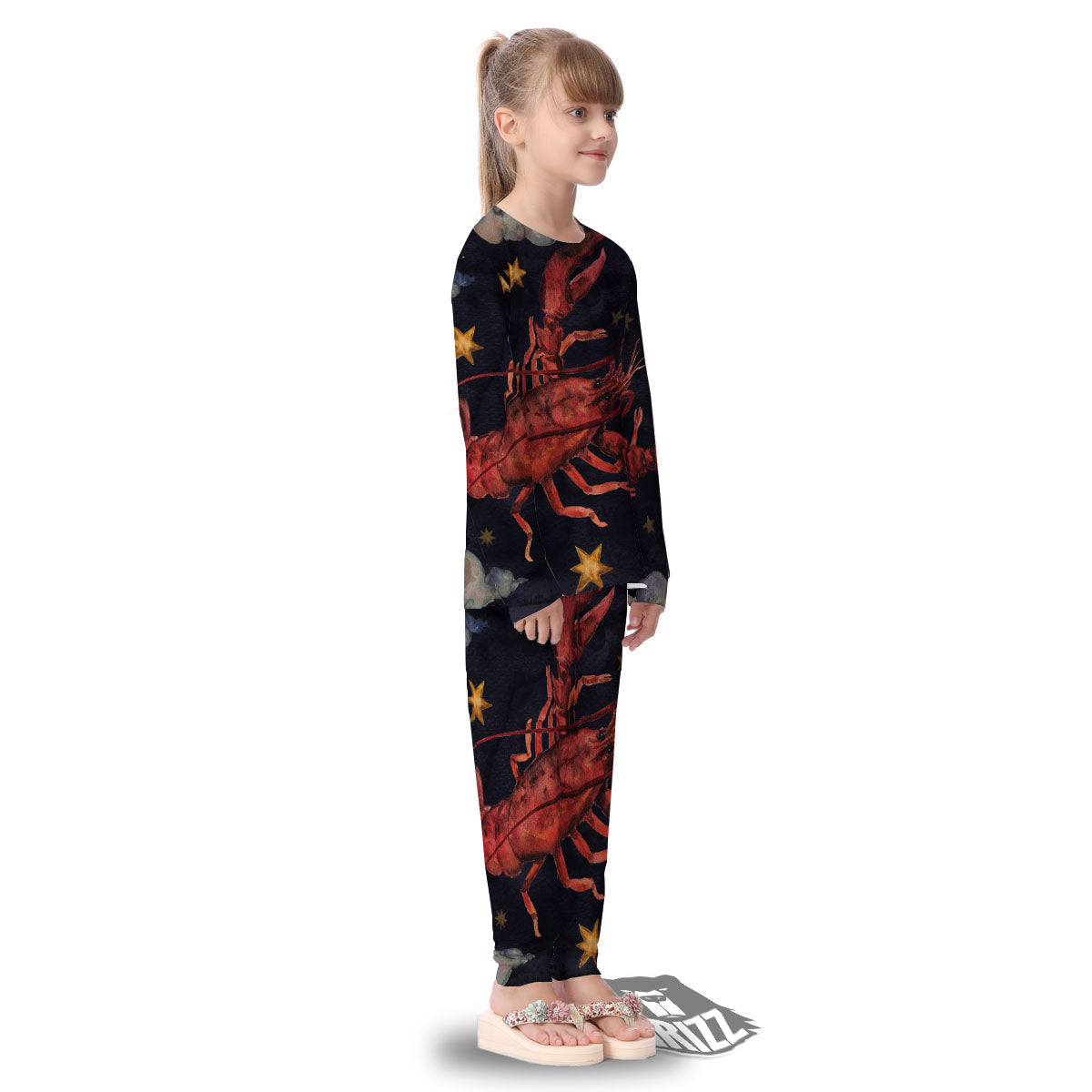 Zodiac Sign Watercolor Cancer Print Kid's Pajamas-grizzshop