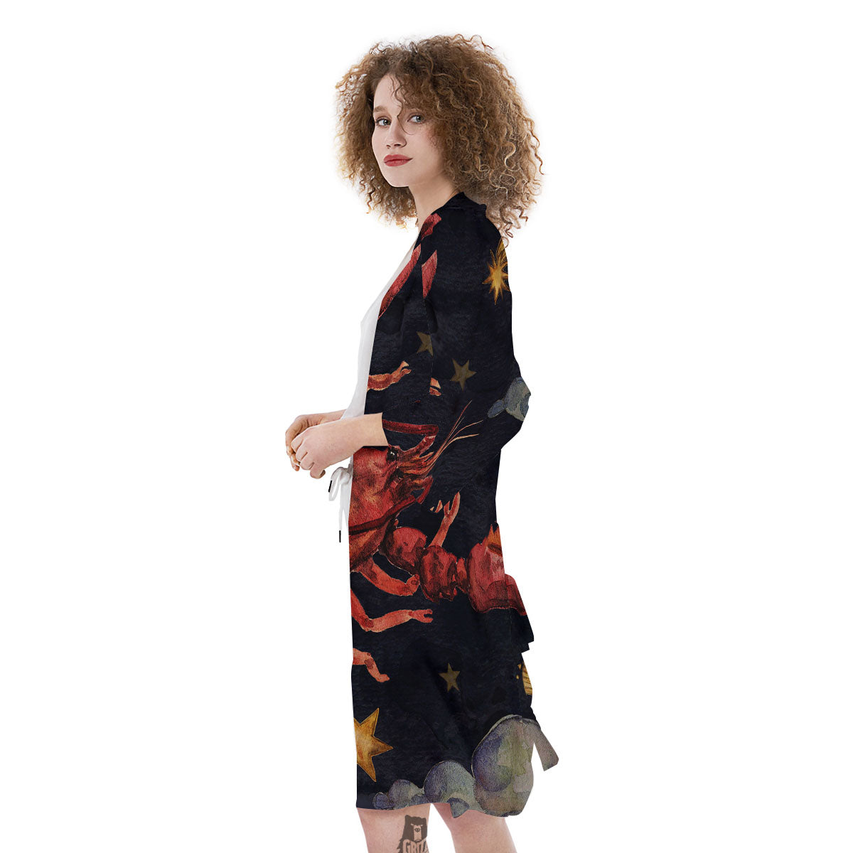Zodiac Sign Watercolor Cancer Print Kimono-grizzshop