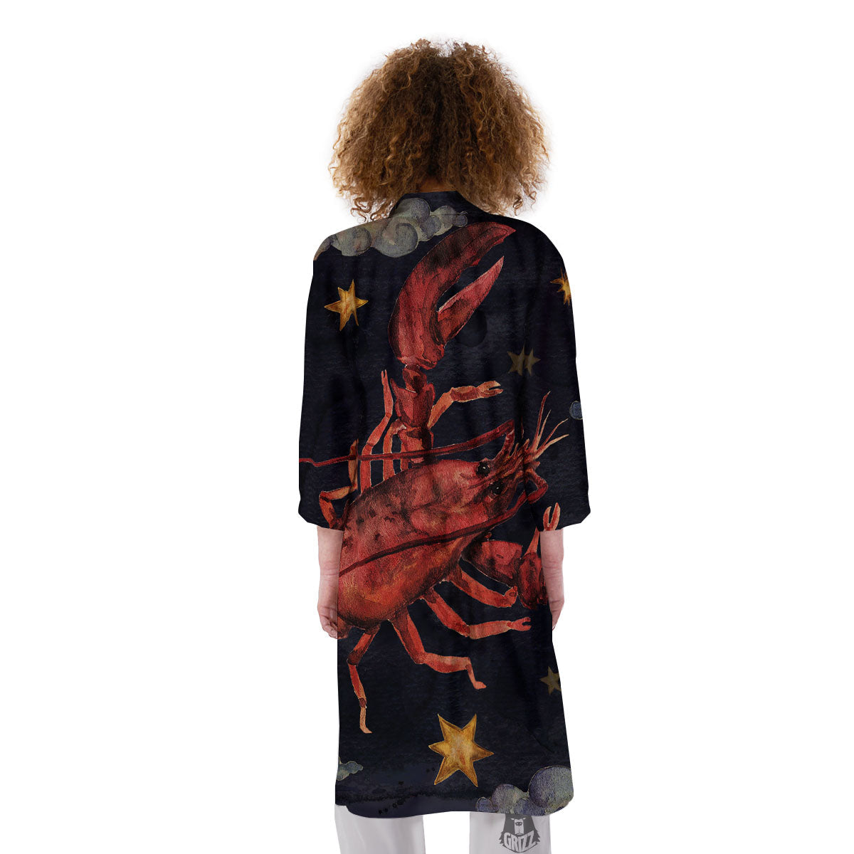 Zodiac Sign Watercolor Cancer Print Kimono-grizzshop