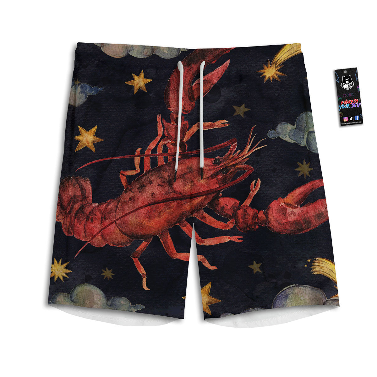 Zodiac Sign Watercolor Cancer Print Men's Athletic Shorts