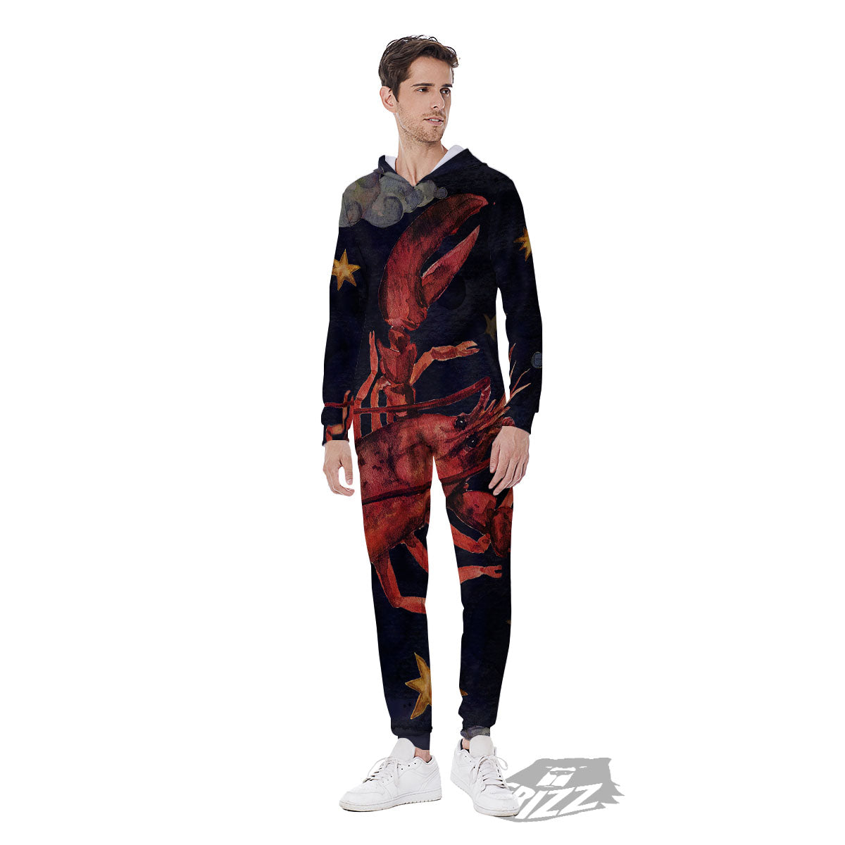 Zodiac Sign Watercolor Cancer Print Men's Jumpsuit-grizzshop
