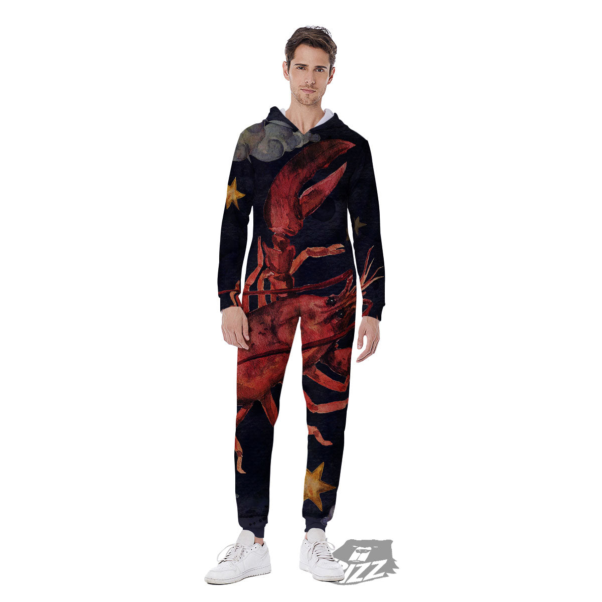 Zodiac Sign Watercolor Cancer Print Men's Jumpsuit-grizzshop