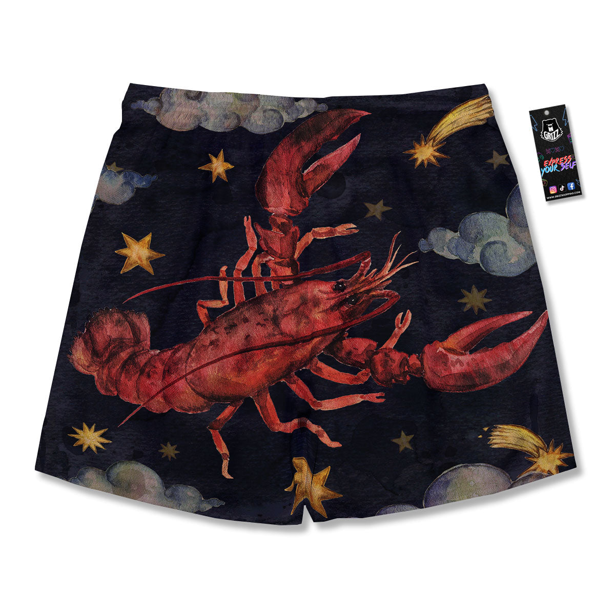 Zodiac Sign Watercolor Cancer Print Men's Running Shorts-grizzshop