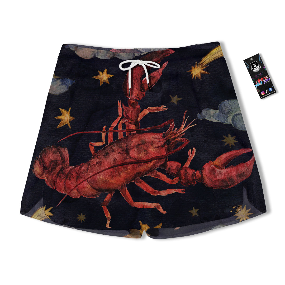 Zodiac Sign Watercolor Cancer Print Men's Running Shorts-grizzshop