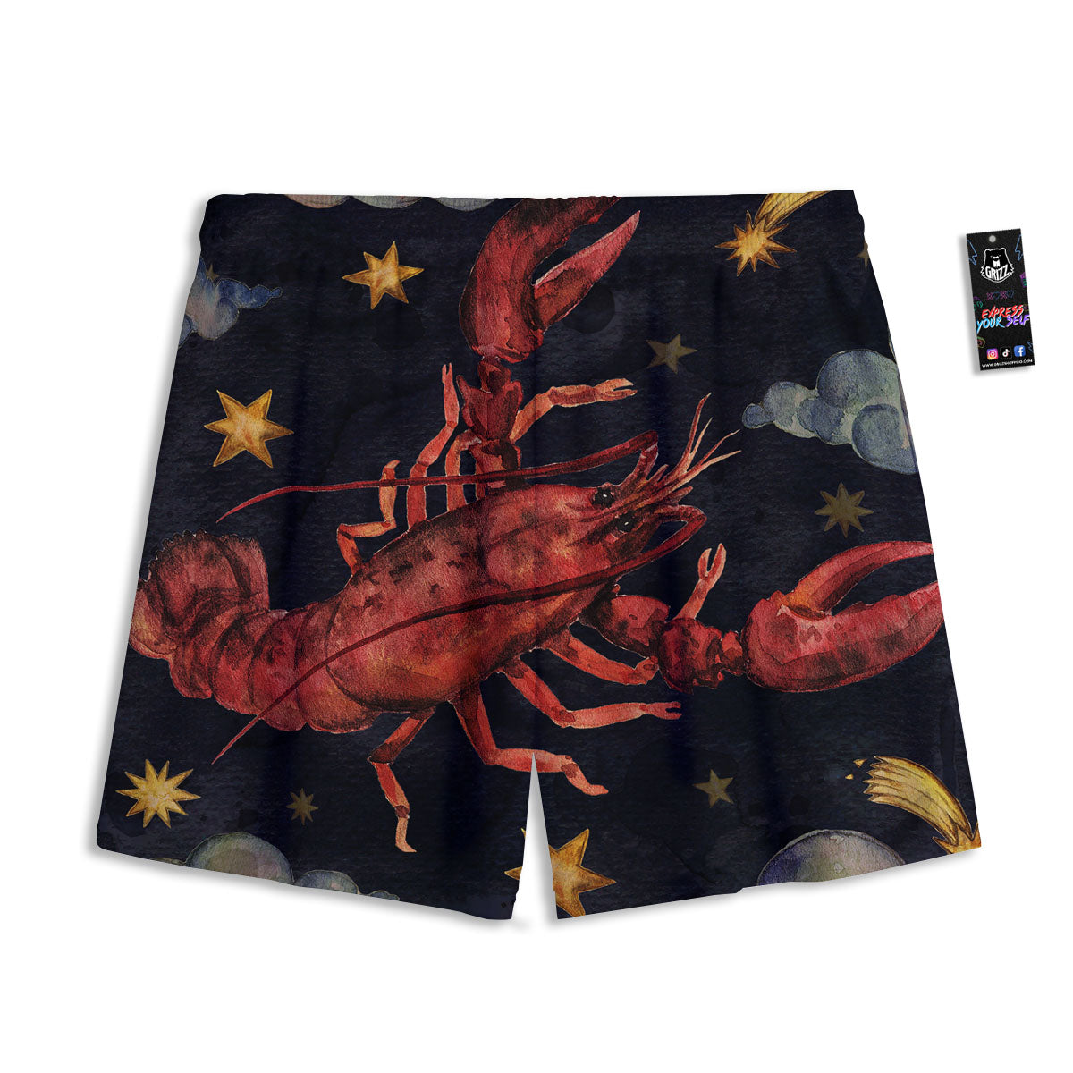 Zodiac Sign Watercolor Cancer Print Mesh Shorts