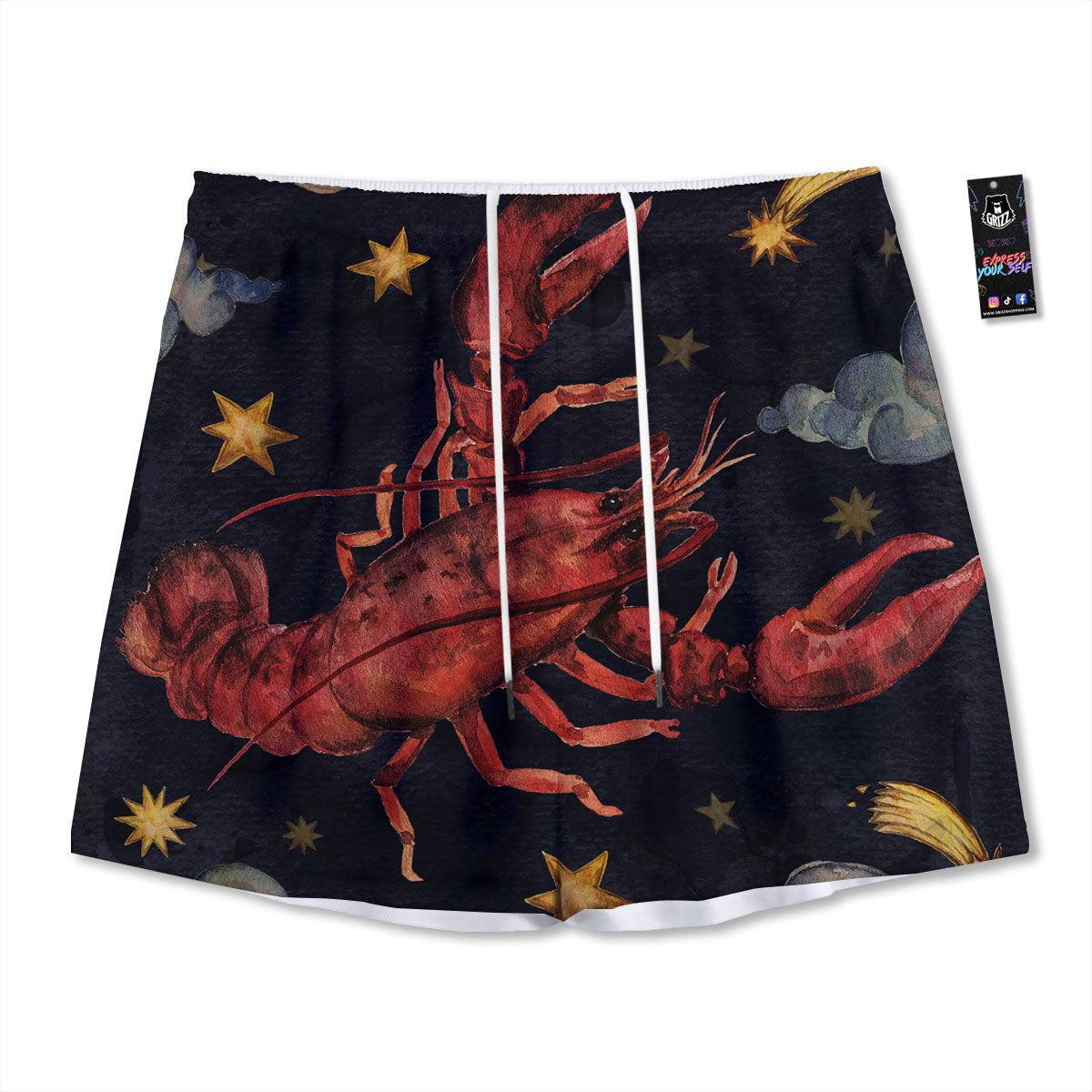 Zodiac Sign Watercolor Cancer Print Mesh Shorts