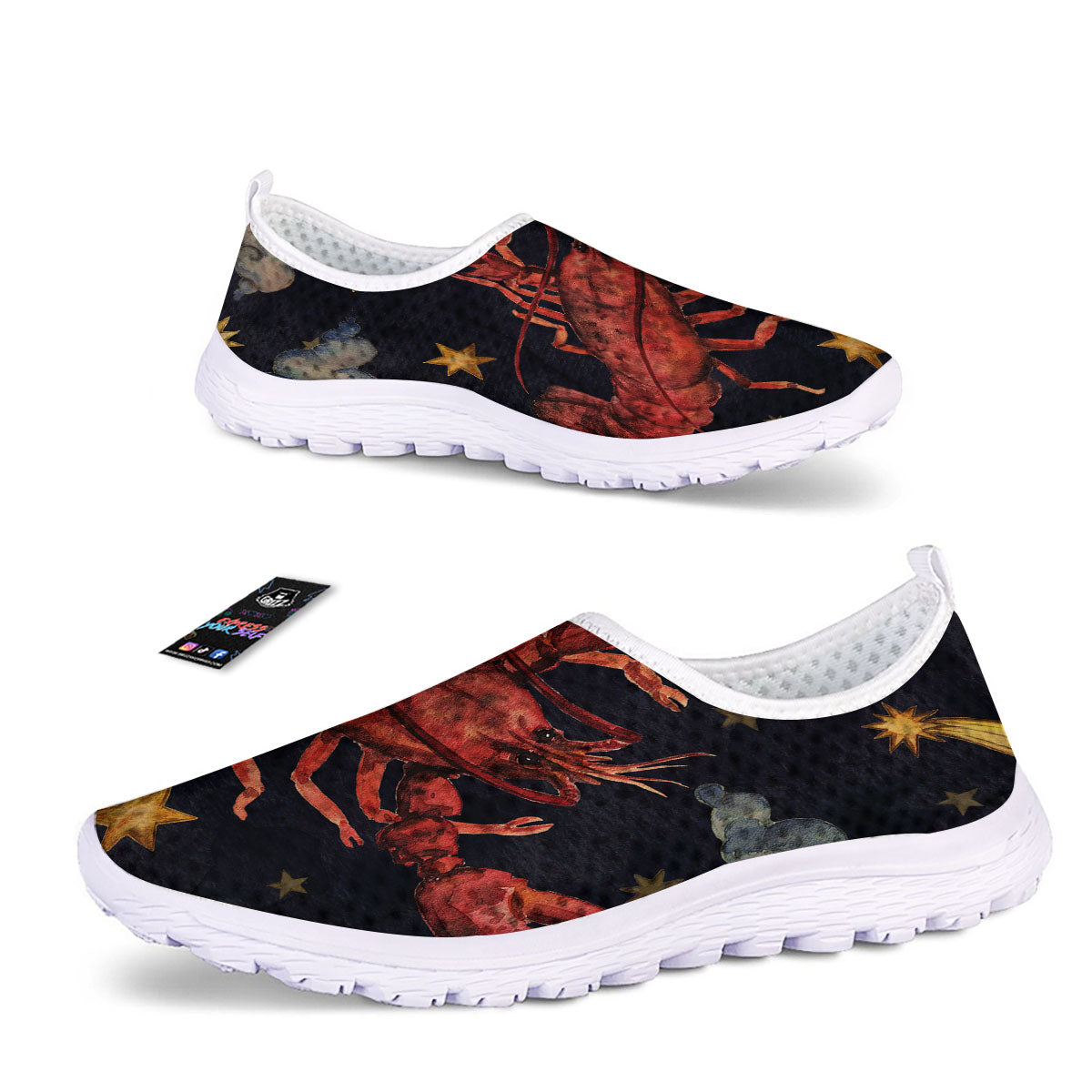 Zodiac Sign Watercolor Cancer Print Nurse Shoes-grizzshop