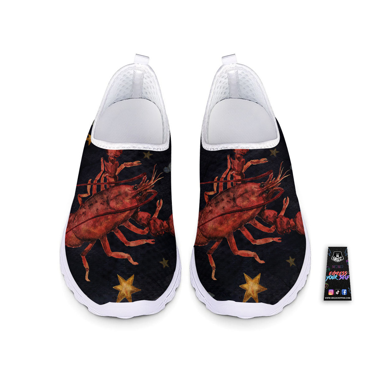 Zodiac Sign Watercolor Cancer Print Nurse Shoes-grizzshop