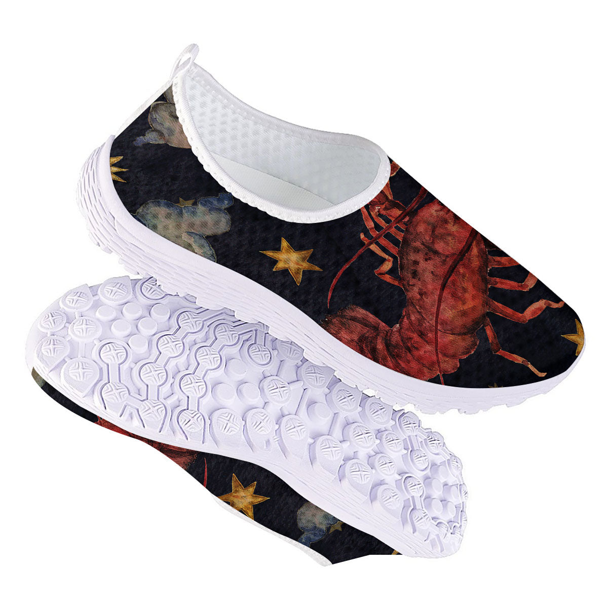 Zodiac Sign Watercolor Cancer Print Nurse Shoes-grizzshop