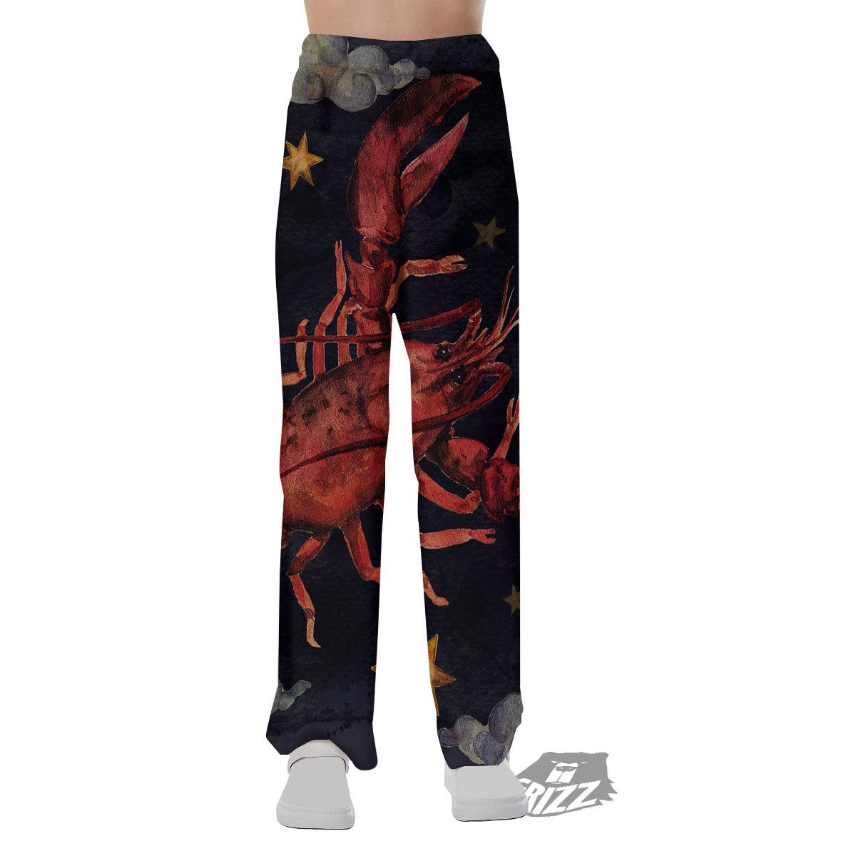 Zodiac Sign Watercolor Cancer Print Pajama Pants-grizzshop