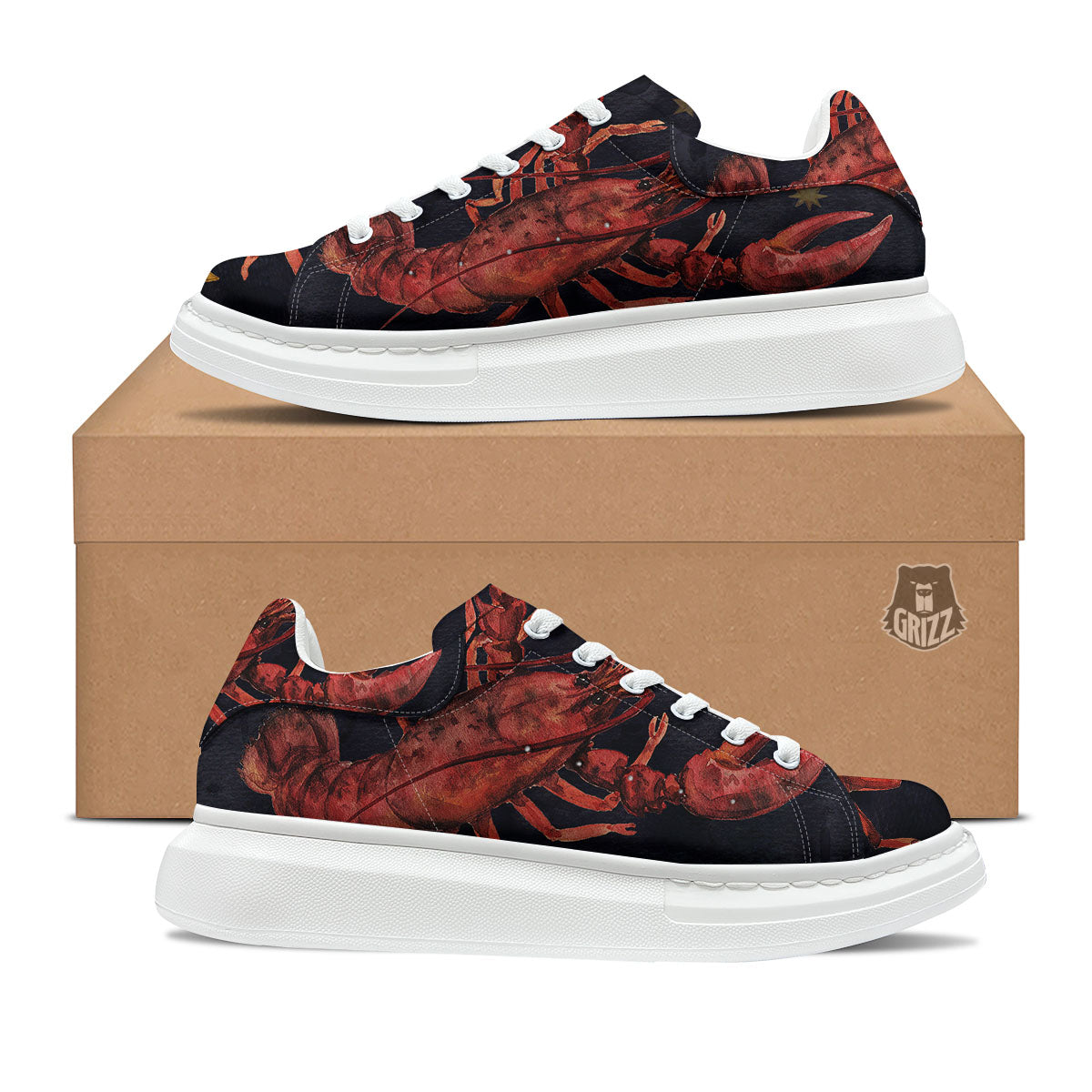 Zodiac Sign Watercolor Cancer Print Platform Shoes-grizzshop