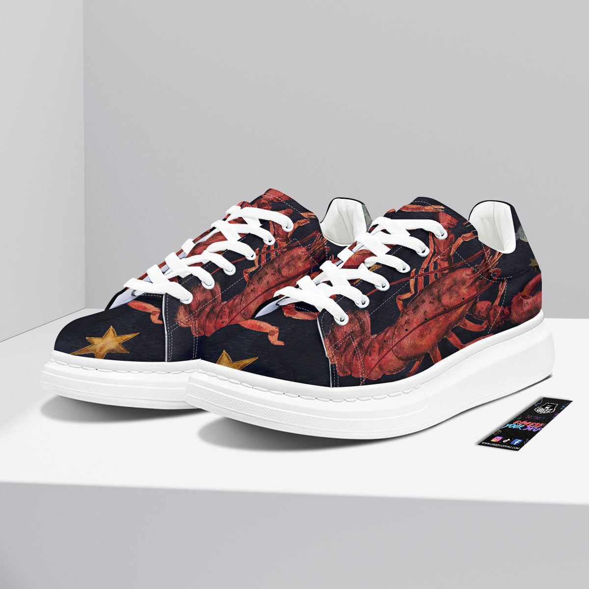 Zodiac Sign Watercolor Cancer Print Platform Shoes-grizzshop