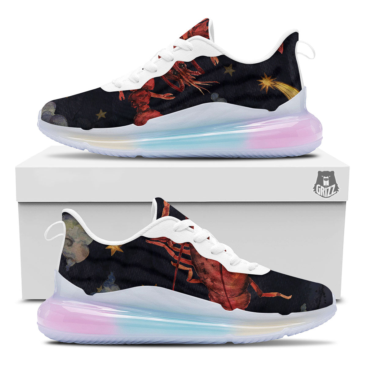 Zodiac Sign Watercolor Cancer Print Running Sneakers-grizzshop