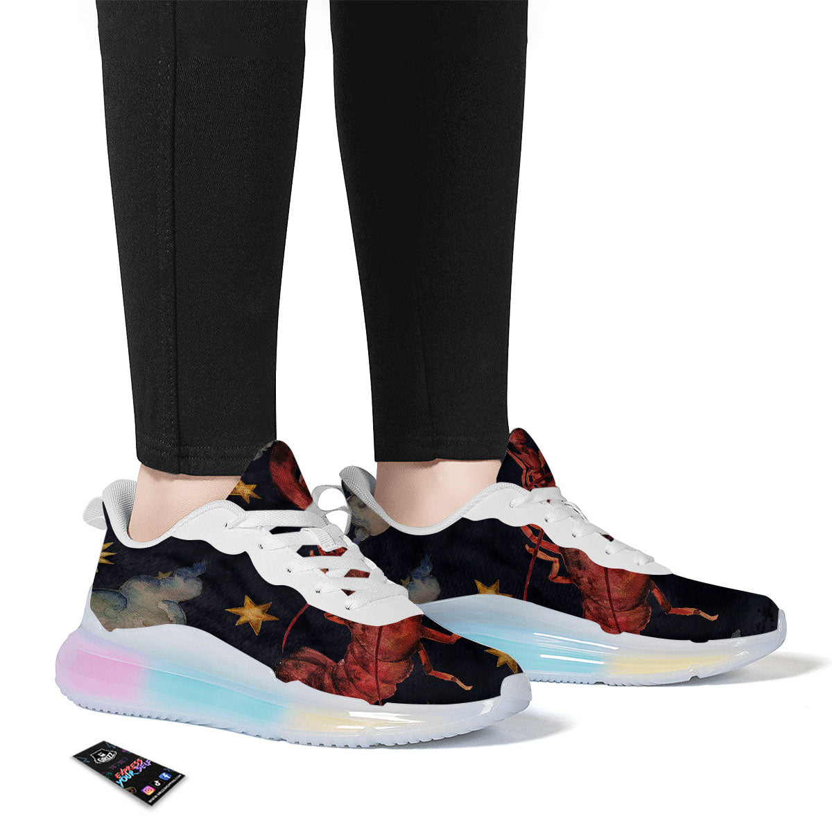 Zodiac Sign Watercolor Cancer Print Running Sneakers-grizzshop