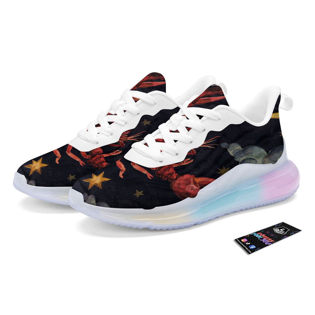 Zodiac Sign Watercolor Cancer Print Running Sneakers-grizzshop