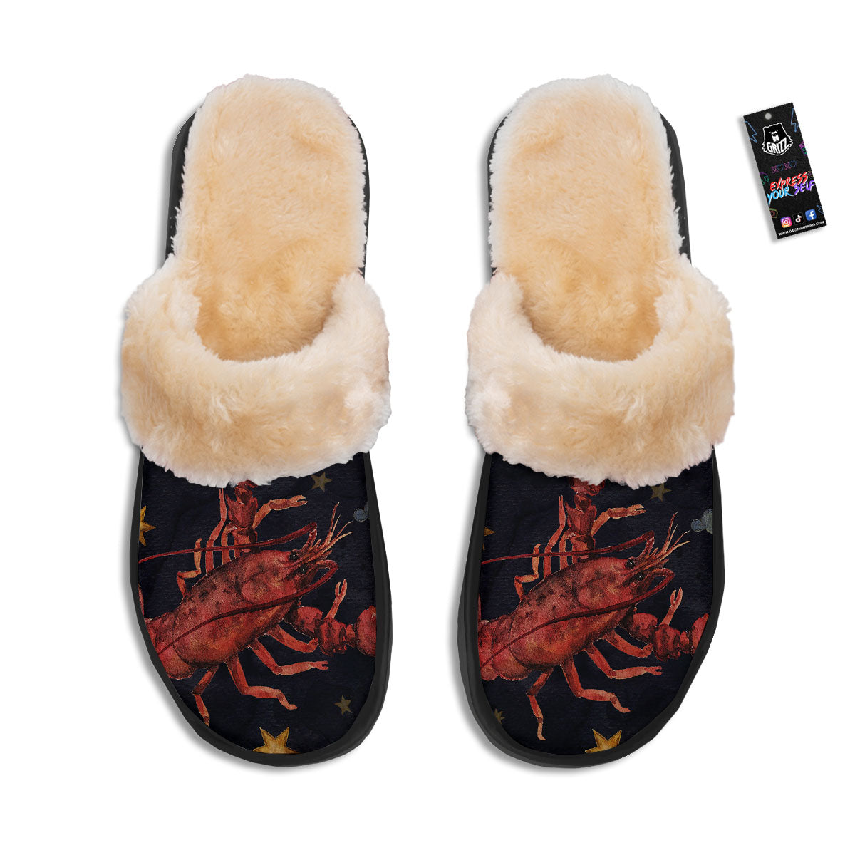 Zodiac Sign Watercolor Cancer Print Slippers-grizzshop