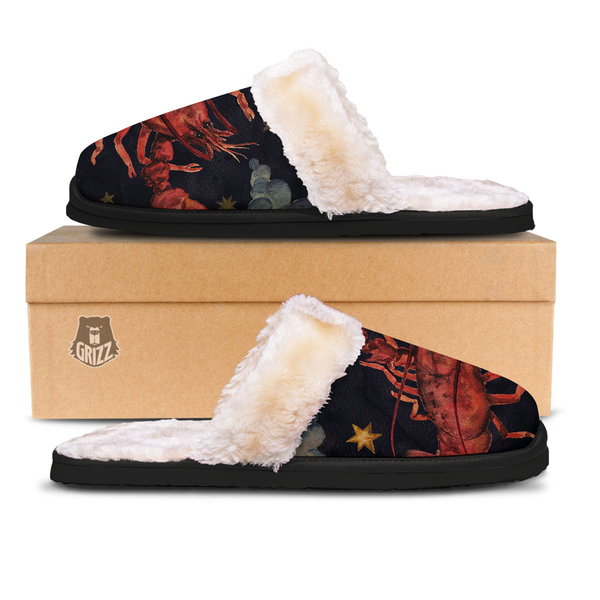 Zodiac Sign Watercolor Cancer Print Slippers-grizzshop
