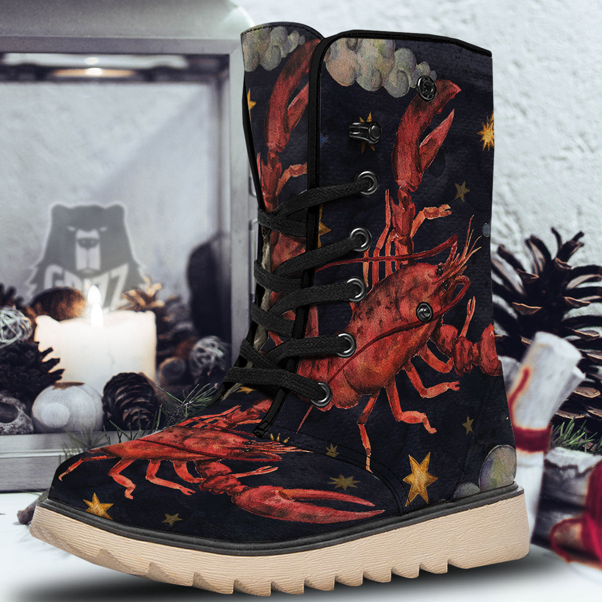 Zodiac Sign Watercolor Cancer Print Snow Boots-grizzshop