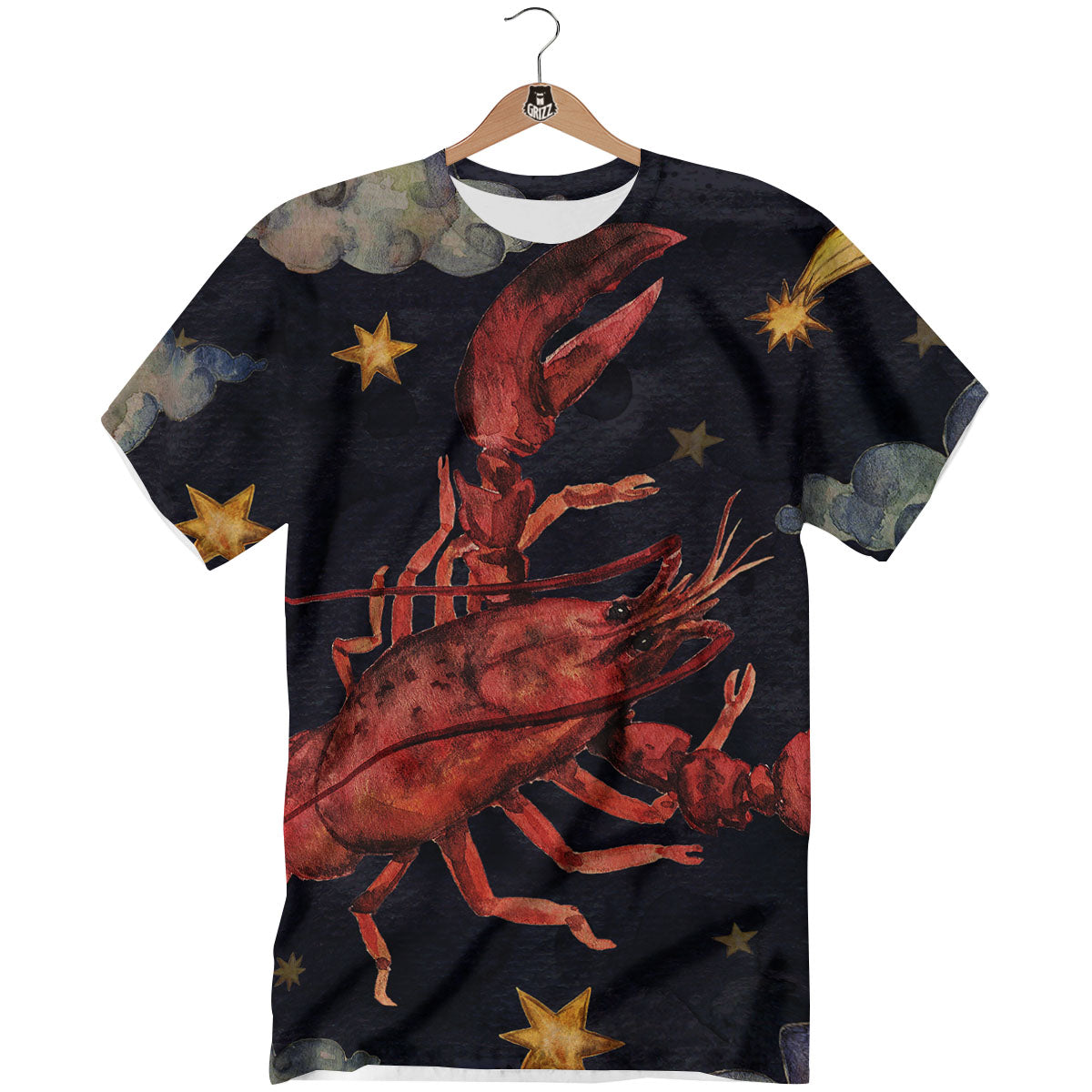 Zodiac Sign Watercolor Cancer Print T-Shirt-grizzshop