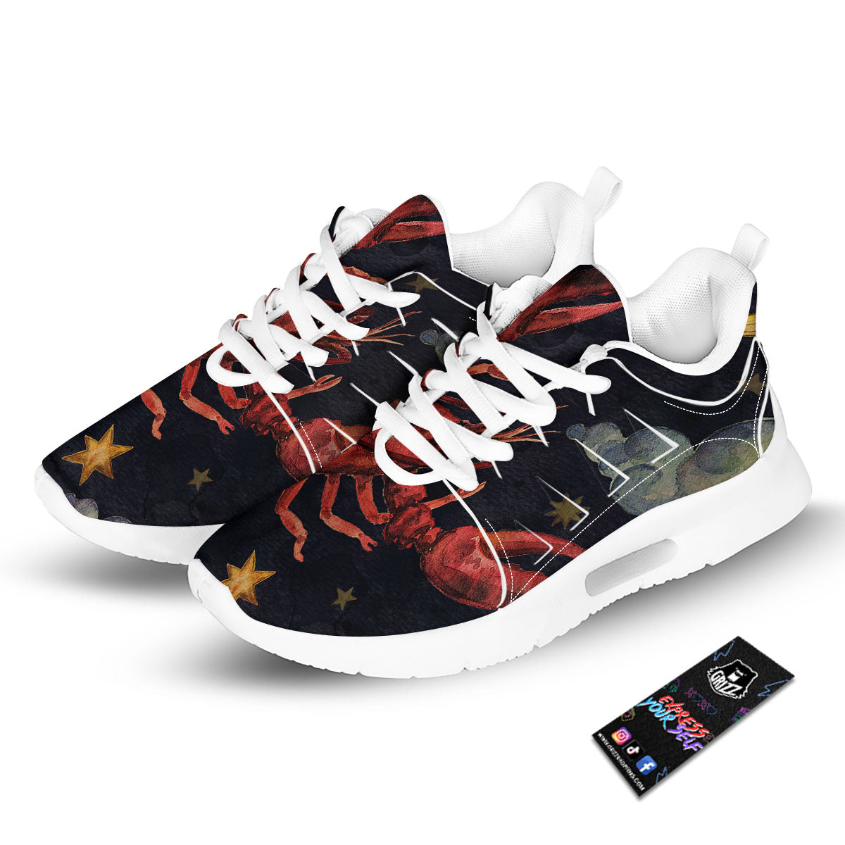 Zodiac Sign Watercolor Cancer Print Tennis Shoes-grizzshop