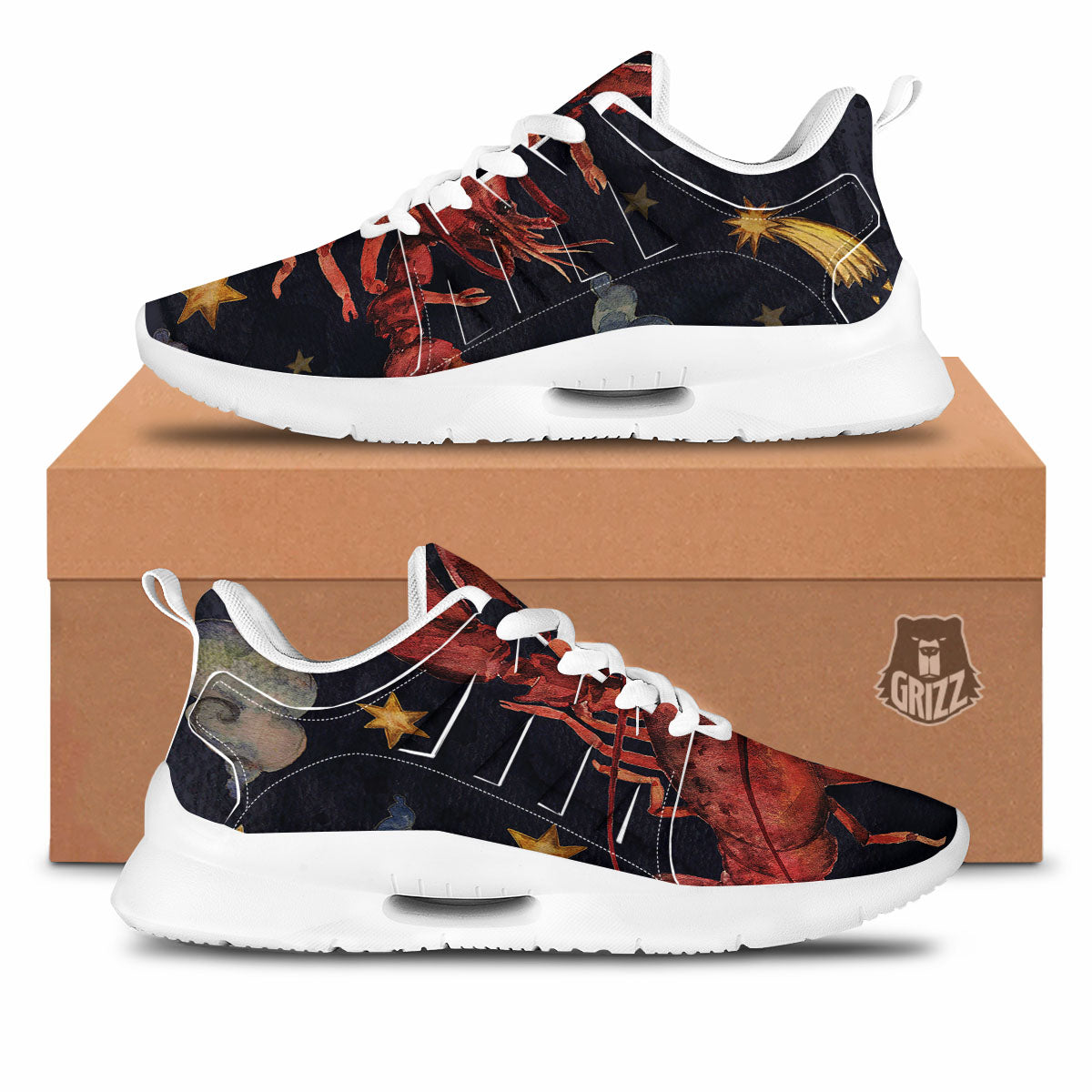 Zodiac Sign Watercolor Cancer Print Tennis Shoes-grizzshop