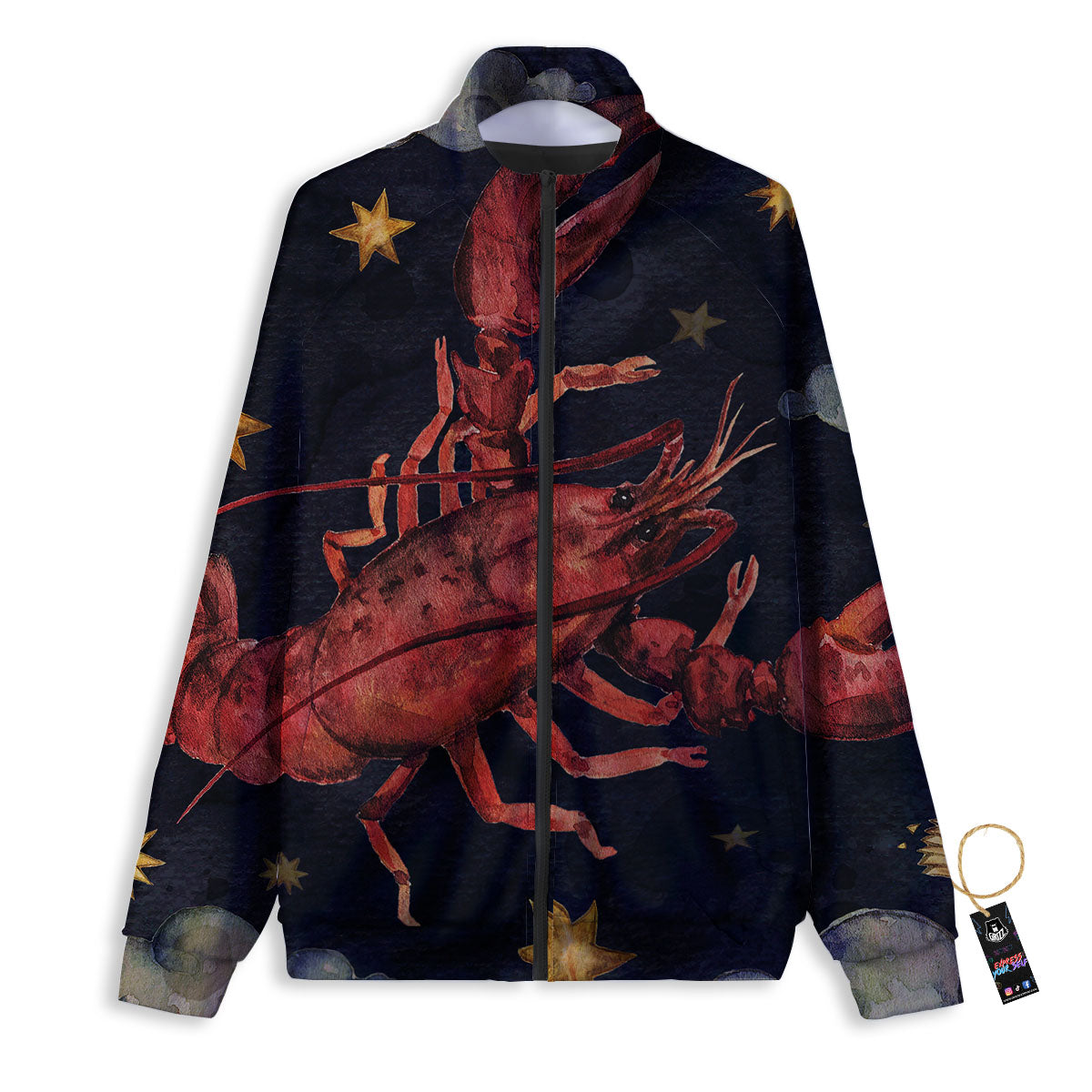 Zodiac Sign Watercolor Cancer Print Track Jacket-grizzshop