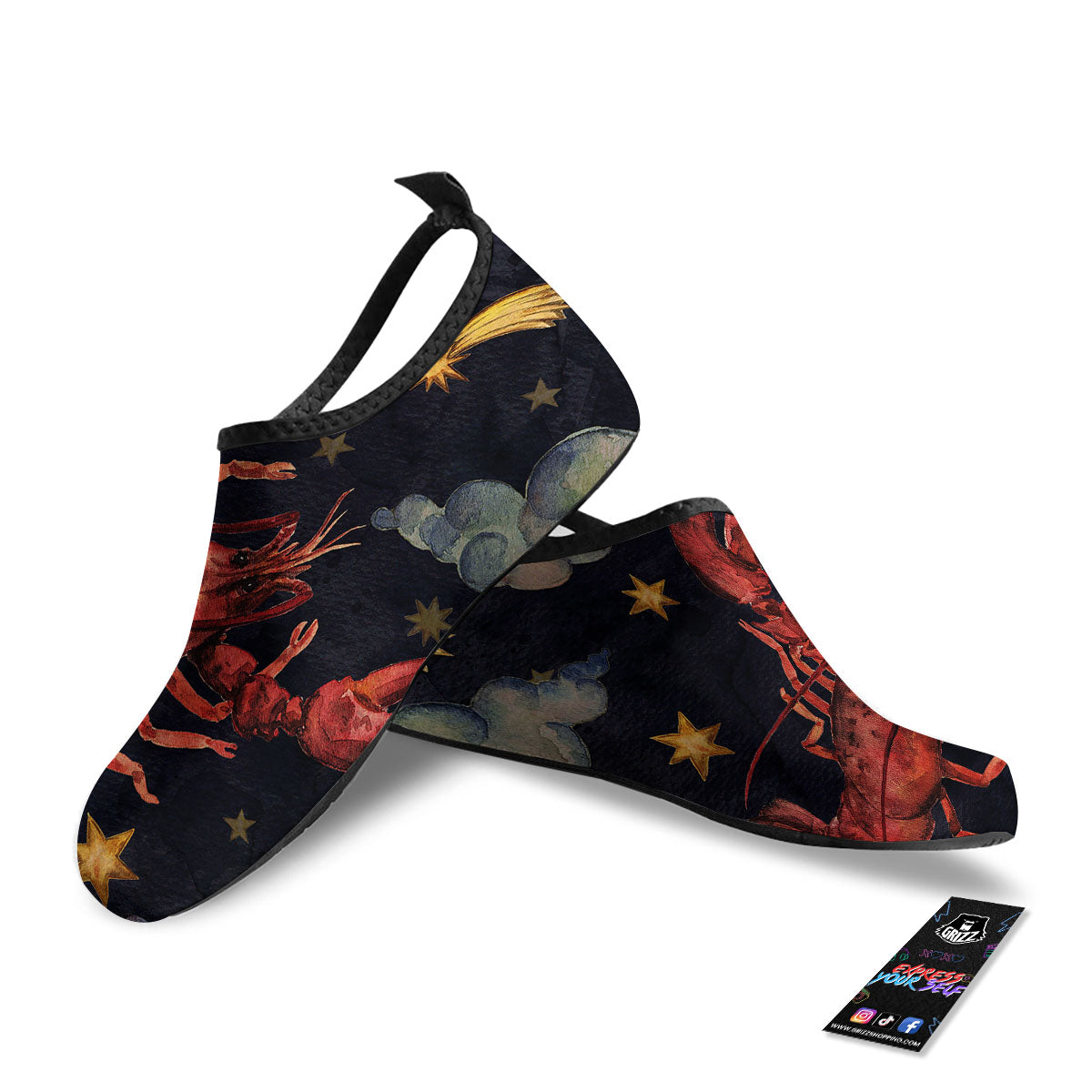 Zodiac Sign Watercolor Cancer Print Water Shoes-grizzshop