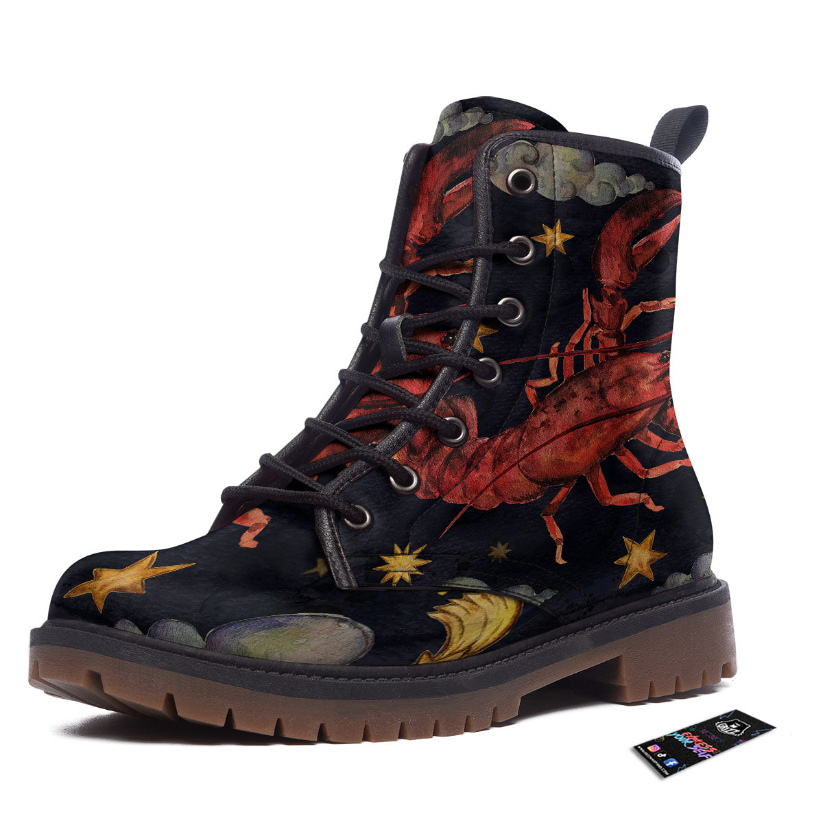 Zodiac Sign Watercolor Cancer Print Work Boots-grizzshop