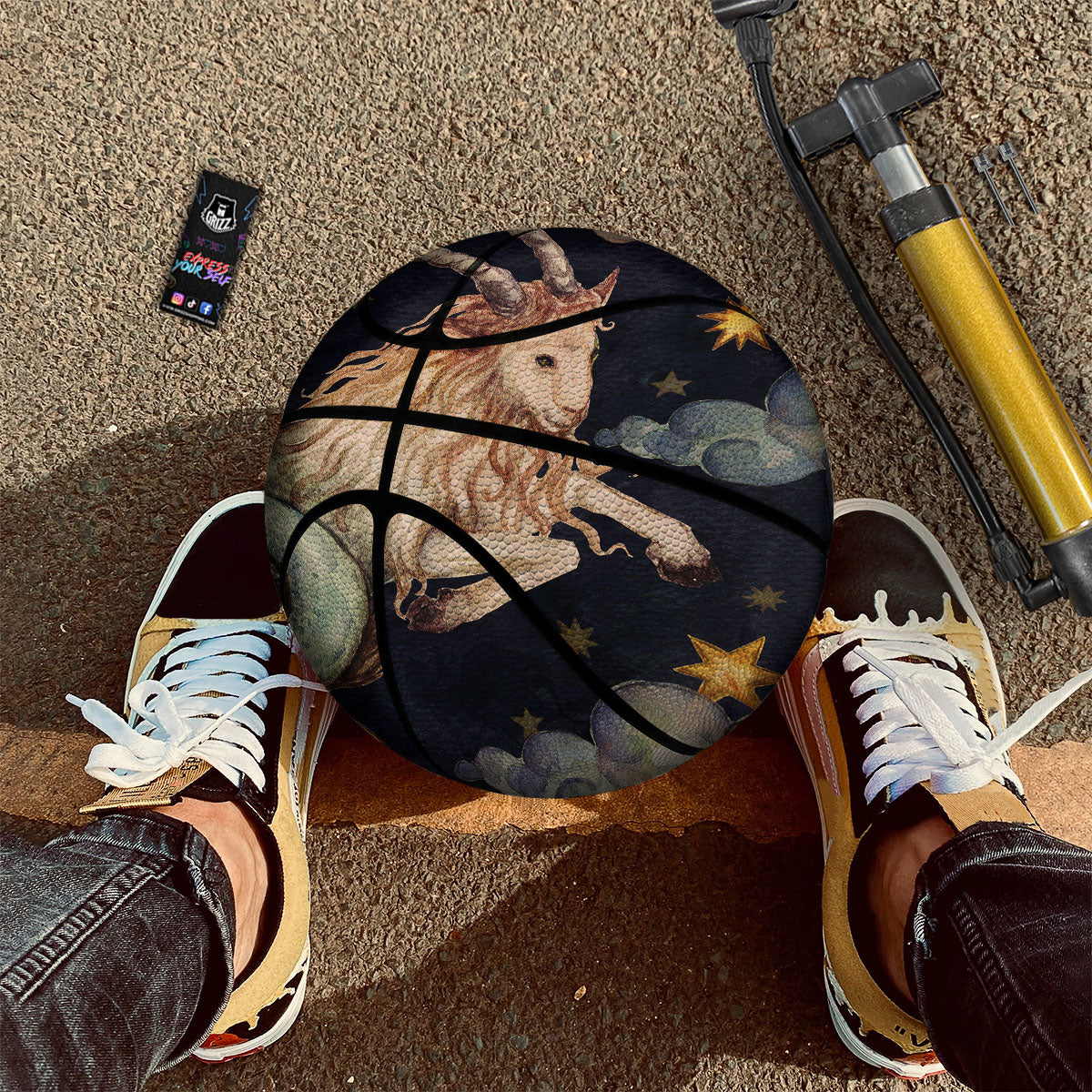 Zodiac Sign Watercolor Capricorn Print Basketball-grizzshop