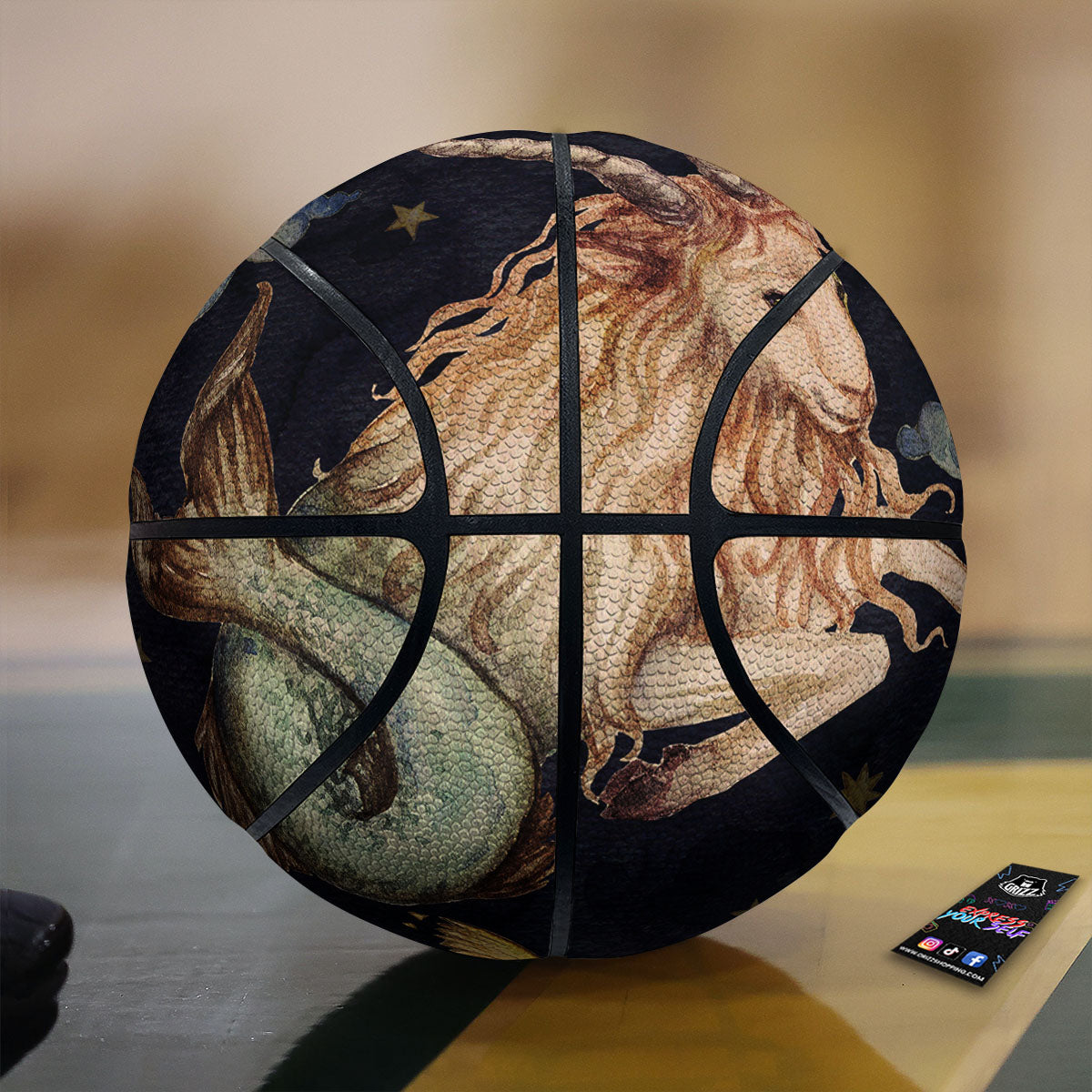 Zodiac Sign Watercolor Capricorn Print Basketball-grizzshop