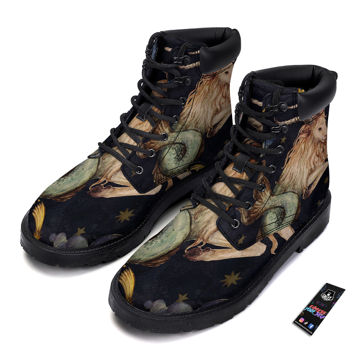 Zodiac Sign Watercolor Capricorn Print Boots-grizzshop