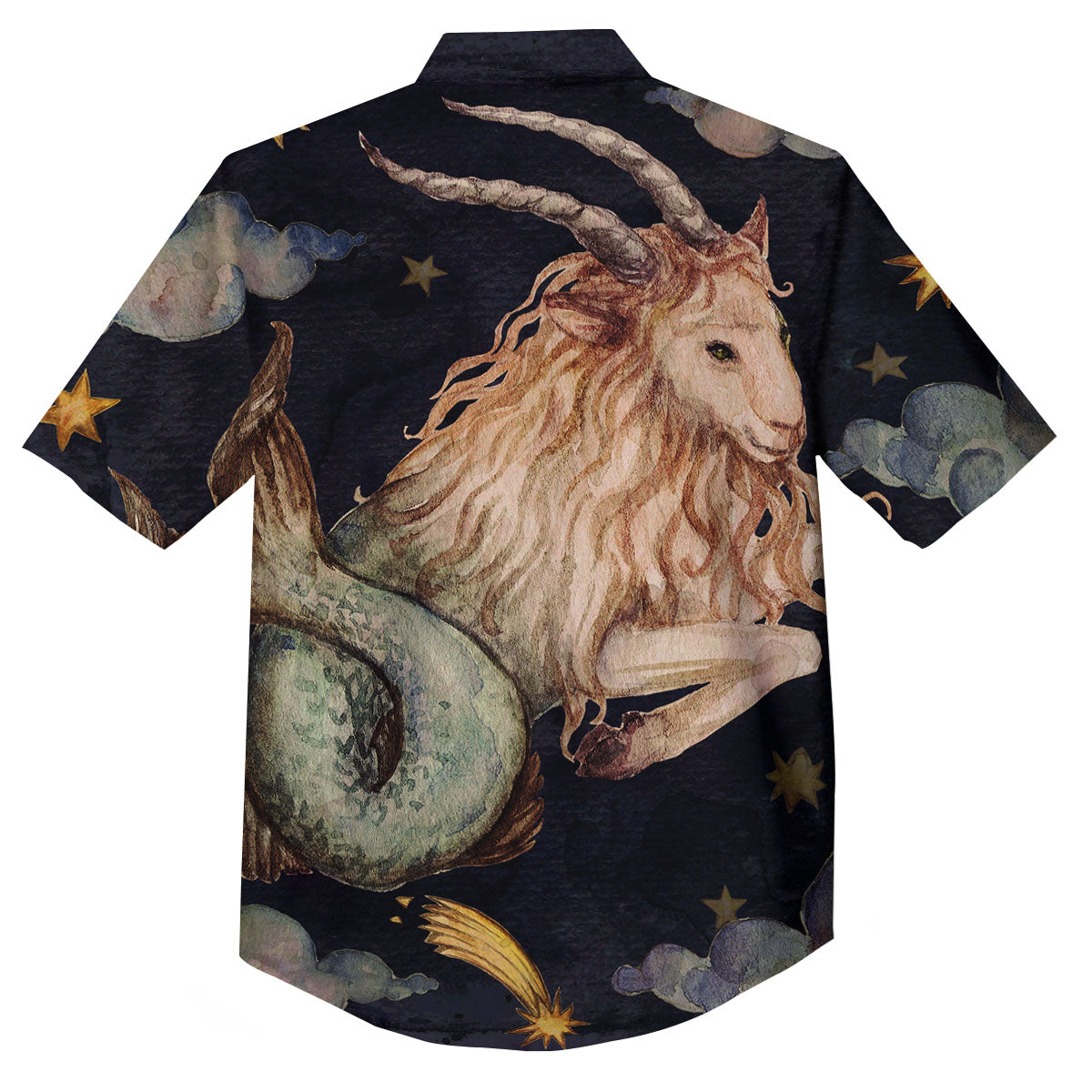 Zodiac Sign Watercolor Capricorn Print Button Up Shirt-grizzshop