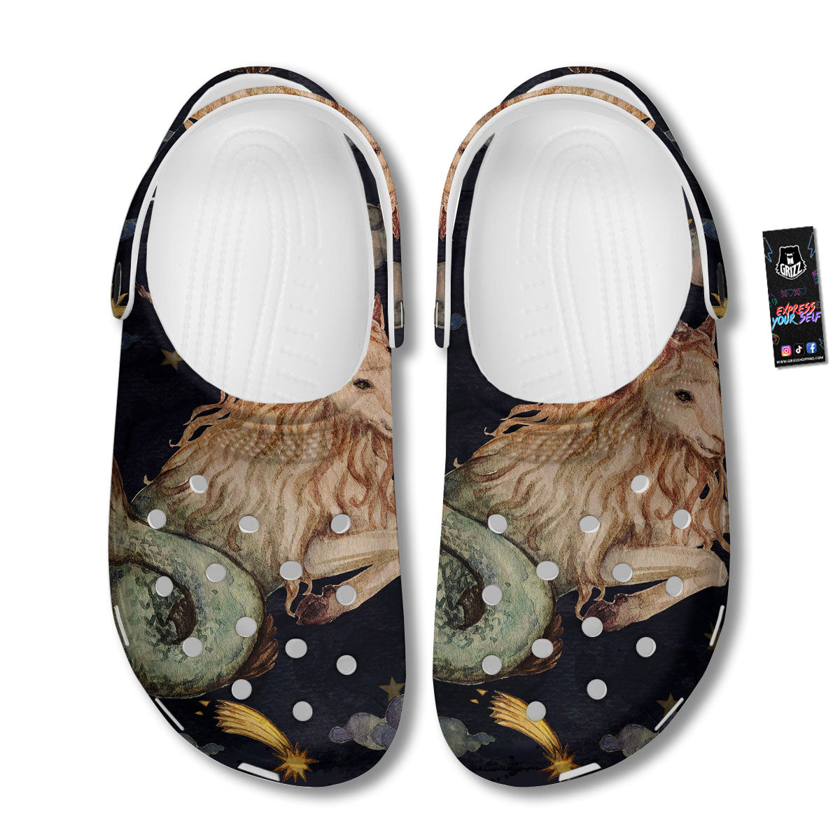 Zodiac Sign Watercolor Capricorn Print Clog-grizzshop
