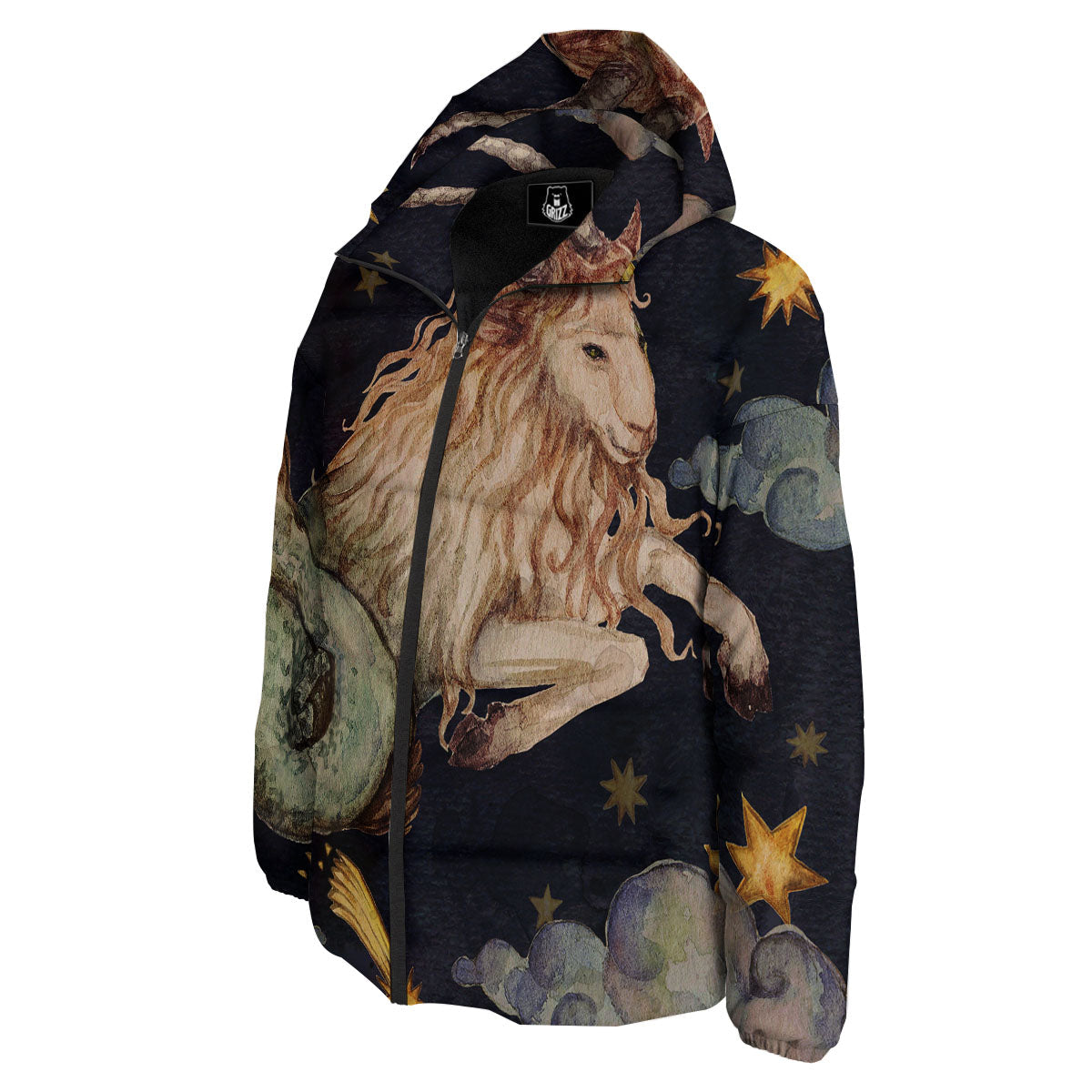 Zodiac Sign Watercolor Capricorn Print Down Jacket-grizzshop