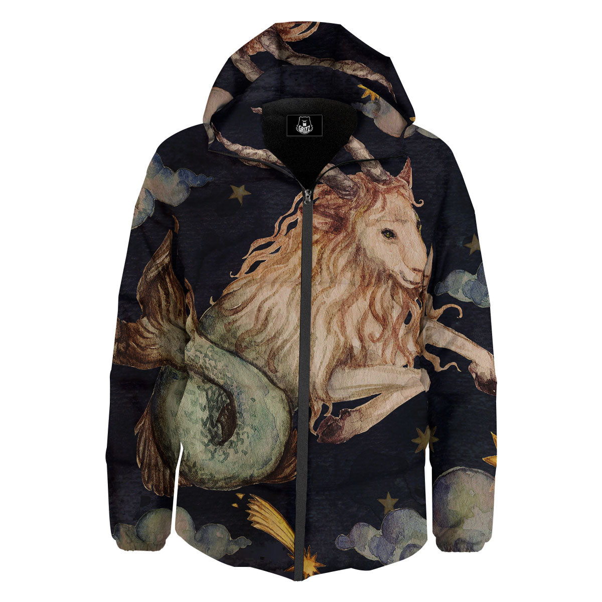 Zodiac Sign Watercolor Capricorn Print Down Jacket-grizzshop