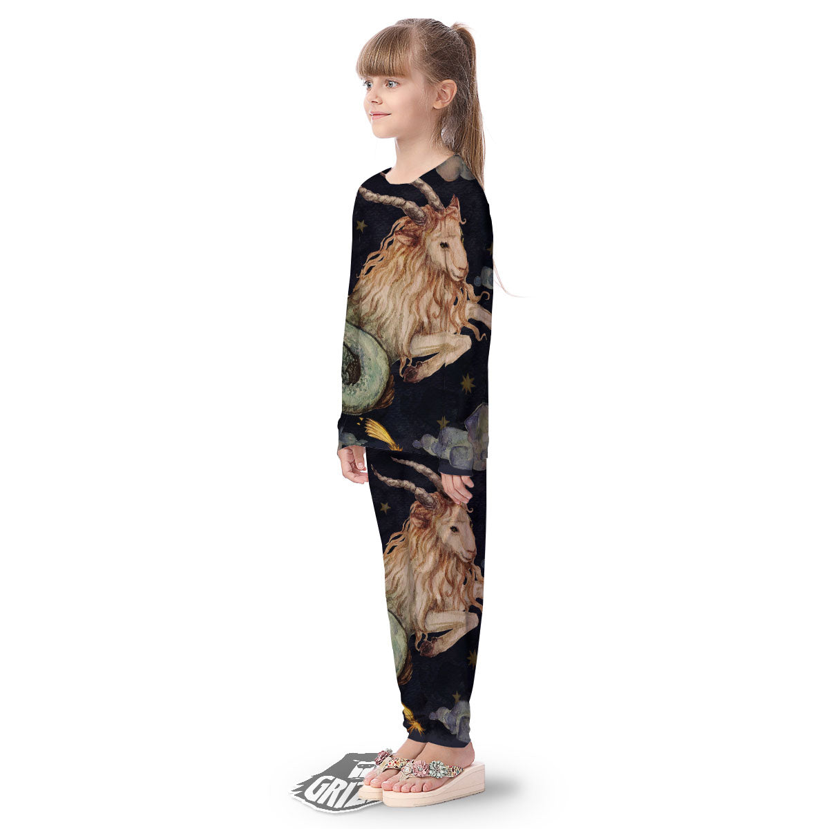 Zodiac Sign Watercolor Capricorn Print Kid's Pajamas-grizzshop