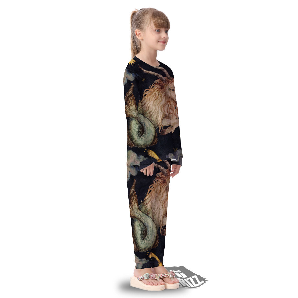 Zodiac Sign Watercolor Capricorn Print Kid's Pajamas-grizzshop