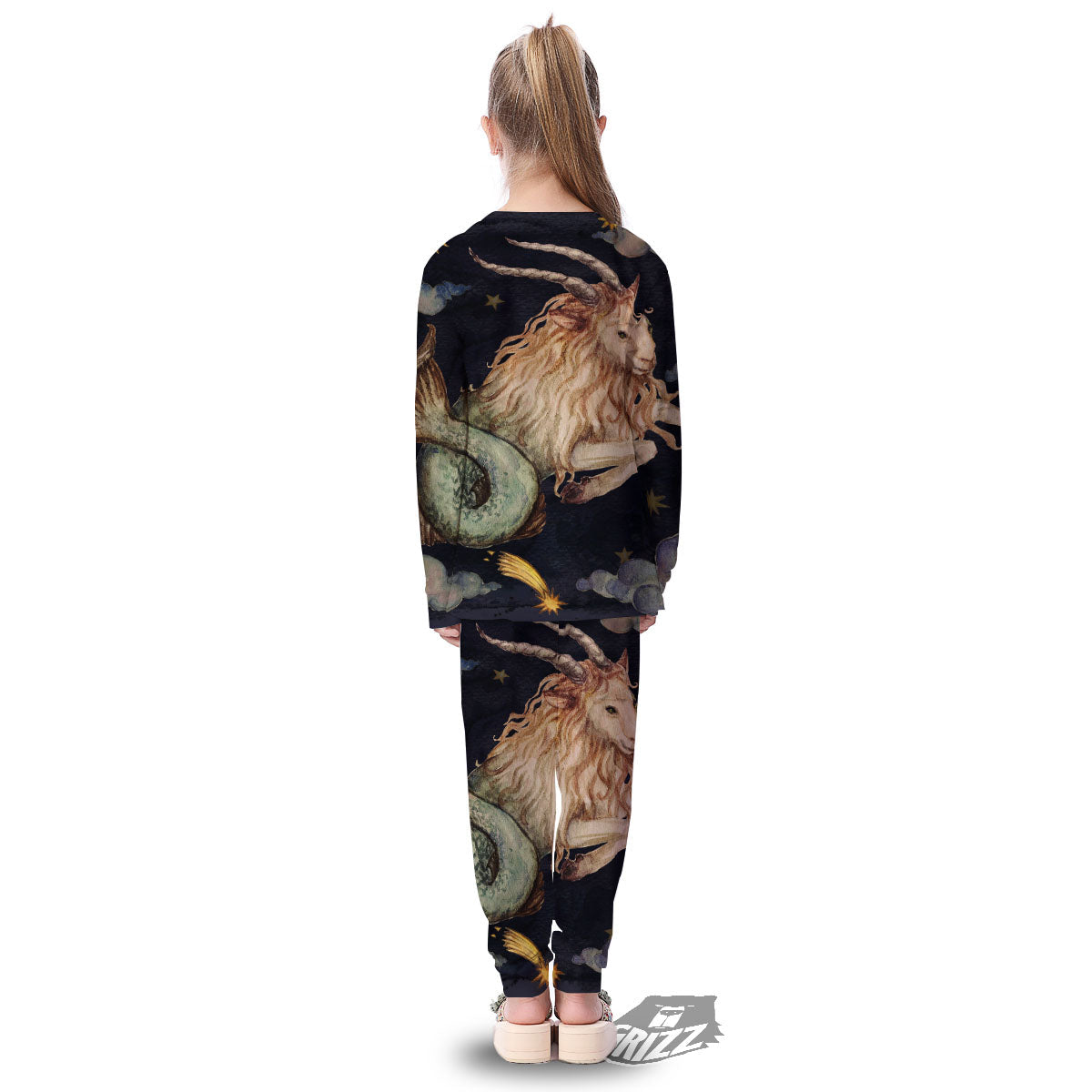 Zodiac Sign Watercolor Capricorn Print Kid's Pajamas-grizzshop
