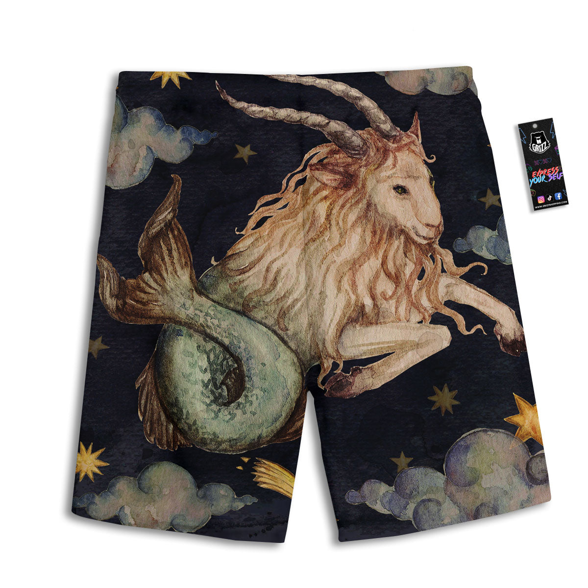 Zodiac Sign Watercolor Capricorn Print Men's Athletic Shorts