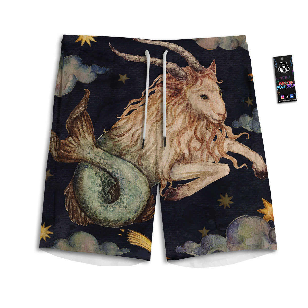 Zodiac Sign Watercolor Capricorn Print Men's Athletic Shorts