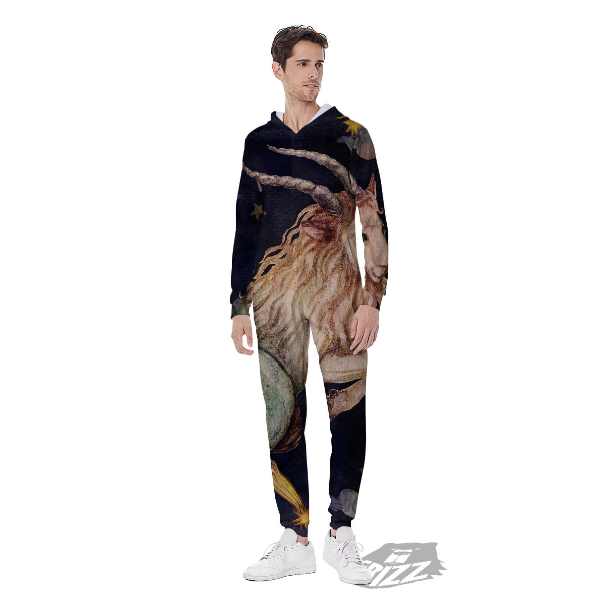 Zodiac Sign Watercolor Capricorn Print Men's Jumpsuit-grizzshop